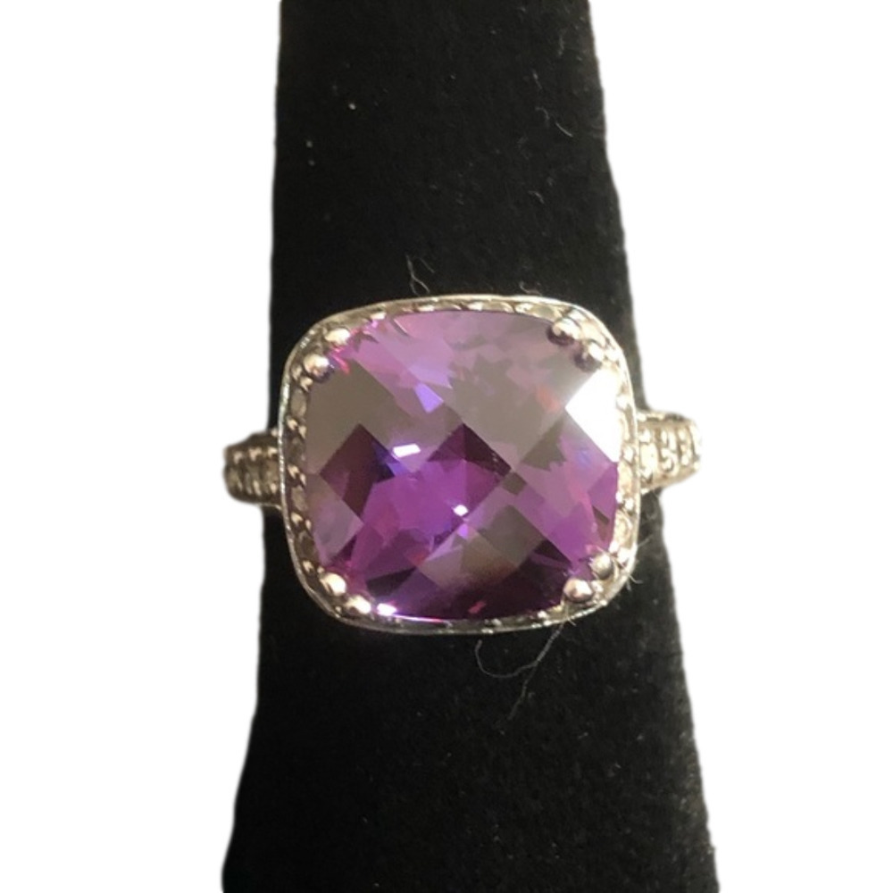 Sterling Silver Square Amethyst Cushion Cut